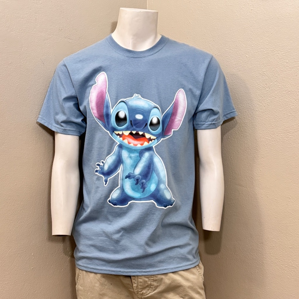 Disney Stitch Graphic T-Shirt Blue Short Sleeve Tee Men’s Size Large Unisex